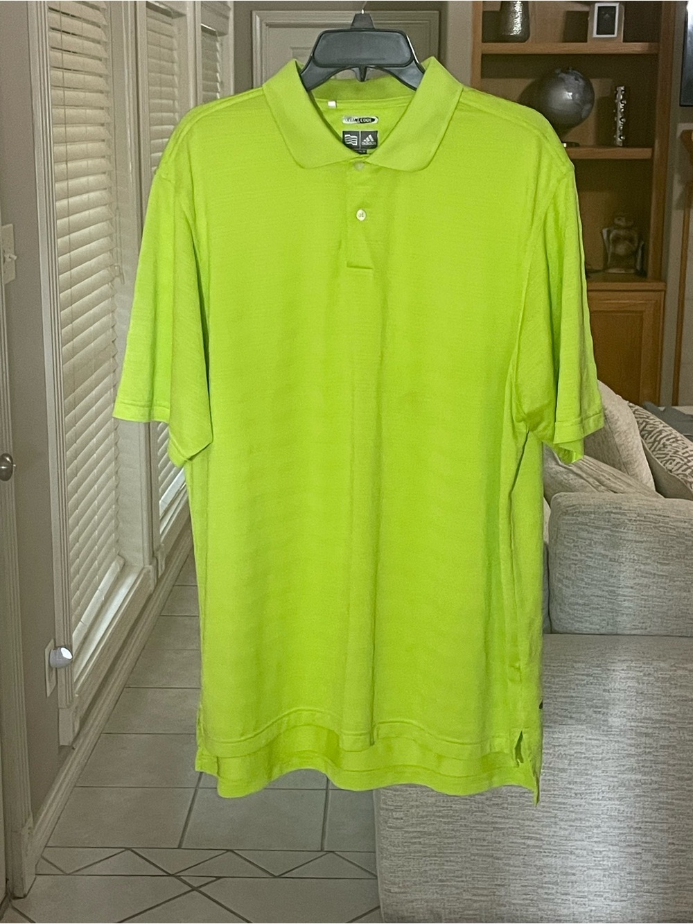 Adidas ClimaCool Polo Shirt Mens XL Lime Green Golf Performance Short Sleeve